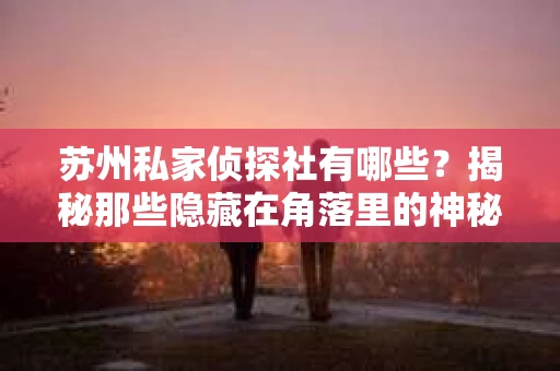 苏州私家侦探社有哪些？揭秘那些隐藏在角落里的神秘力量