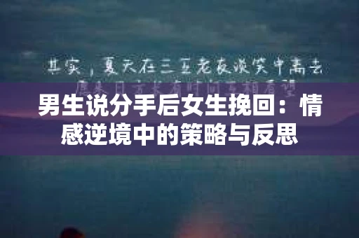 男生说分手后女生挽回：情感逆境中的策略与反思