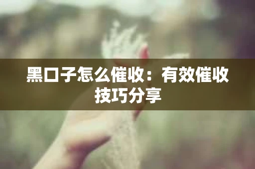 黑口子怎么催收：有效催收技巧分享