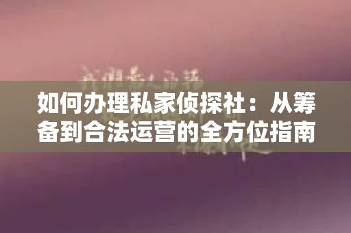 如何办理私家侦探社：从筹备到合法运营的全方位指南